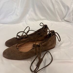 MADEWELL Brown Suede Lace-Up Flats Size 7.5